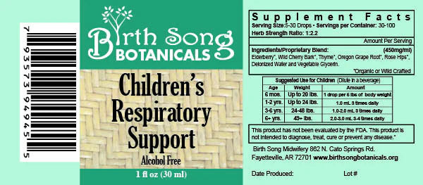 Birth Song Botanicals - Children's Respiratory Support - Essential Remedy Co