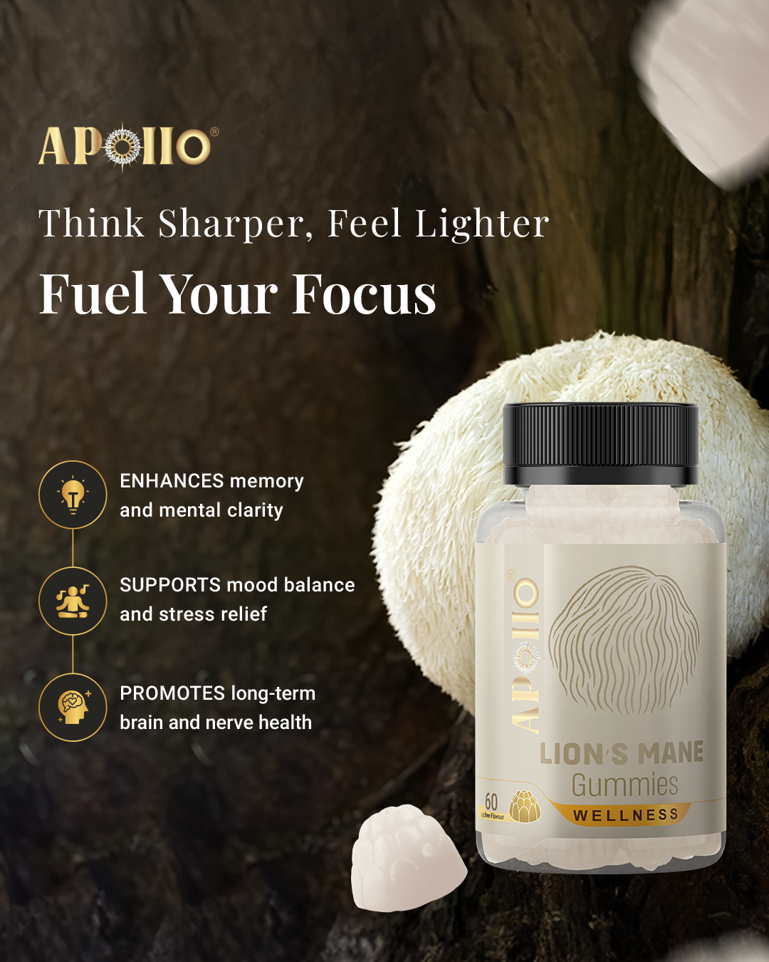 Apollo Nutraceuticals - Lion's Mane Gummies (60 Gummies)