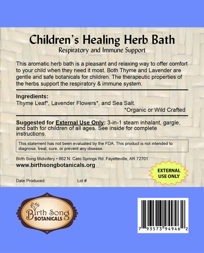 Birth Song Botanicals - Children's Healing Herb Bath - Essential Remedy Co