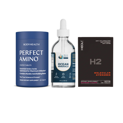 The Ultimate Stack – Perfect Amino® Tablets, Liquid Minerals & H2 Tablets Coated / 150 Tablets (30 Servings) / Raspberry