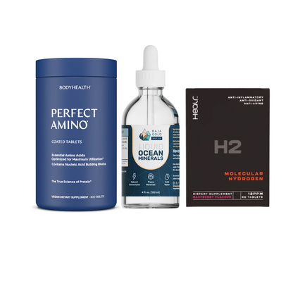 The Ultimate Stack – Perfect Amino® Tablets, Liquid Minerals & H2 Tablets Coated / 300 Tablets (60 Servings) / Raspberry