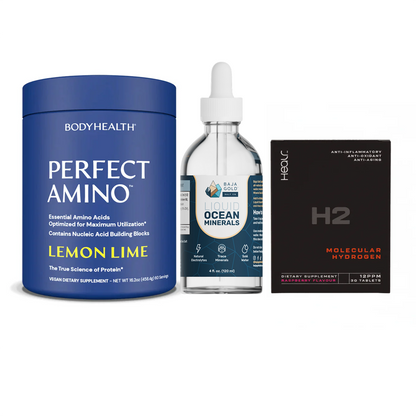 The Ultimate Stack – Perfect Amino® Powder, Liquid Minerals & H2 Tablets Lemon Lime / 60 Servings / Raspberry
