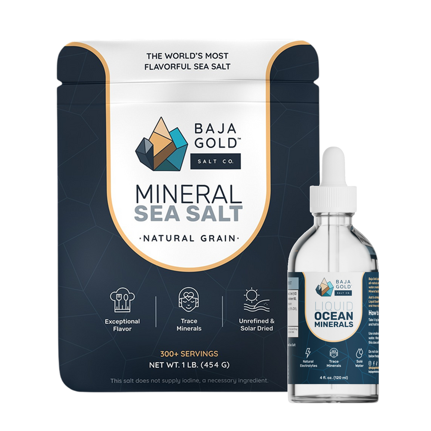 Baja Gold - Mineral Salt & Liquid Ocean Minerals Bundle Natural Grain