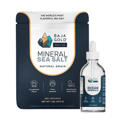 Baja Gold - Mineral Salt & Liquid Ocean Minerals Bundle Natural Grain