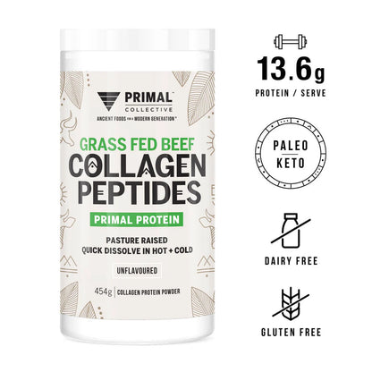 Primal Collective Grass Fed Beef Collagen Peptide Protein Powder 454g - Essential Remedy Co