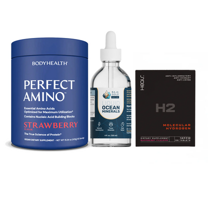 The Ultimate Stack – Perfect Amino® Powder, Liquid Minerals & H2 Tablets Strawberry / 60 Servings / Raspberry