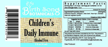 Birth Song Botanicals - Children's Daily Immune - Essential Remedy Co