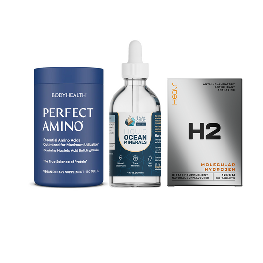 The Ultimate Stack – Perfect Amino® Tablets, Liquid Minerals & H2 Tablets Non-Coated / 150 Tablets (30 Servings) / Unflavoured