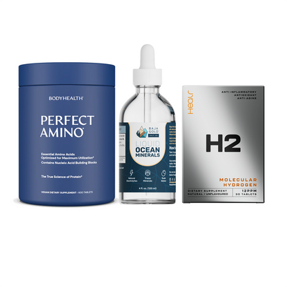The Ultimate Stack – Perfect Amino® Tablets, Liquid Minerals & H2 Tablets Non-Coated / 600 Tablets (120 Servings) / Unflavoured