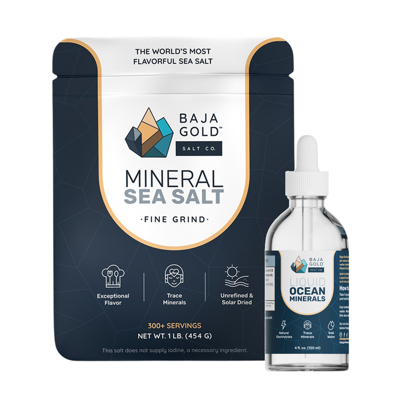 Baja Gold - Mineral Salt & Liquid Ocean Minerals Bundle Fine Grind