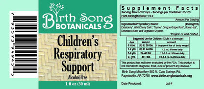 Birth Song Botanicals - Children's Respiratory Support - Essential Remedy Co