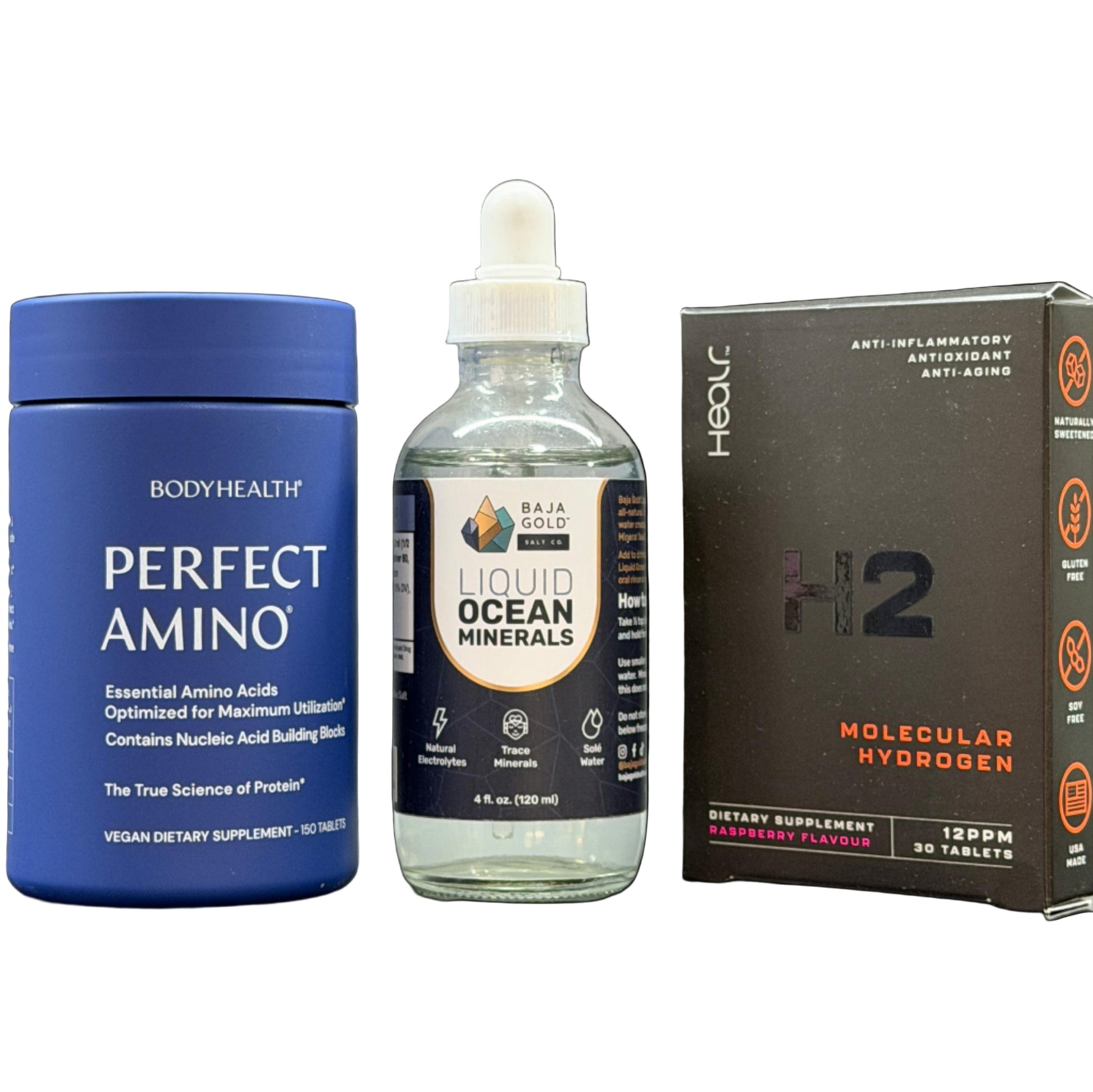 The Ultimate Stack - Perfect Amino, Liquid Ocean Minerals, H2 - Essential Remedy Co