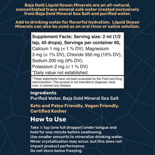 Baja Gold Liquid Ocean Minerals 120ml - Essential Remedy Co